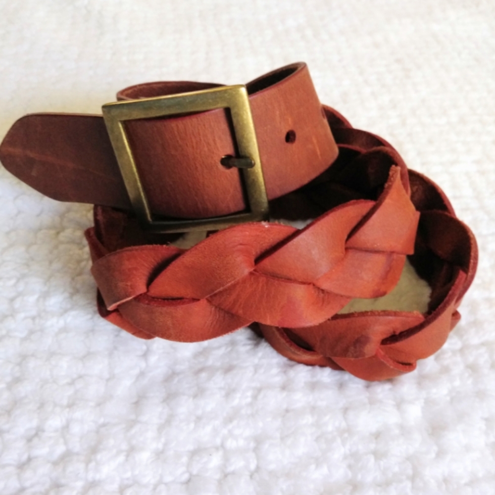 Vintage braided old navy leather belt